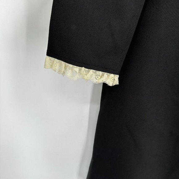 Tuckernuck Black Saxby Dress sz XS NWT Lace Trim Pilgrim Collar Mini Length - Picture 6 of 8